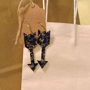 Handmade Arrow Canvas Glitter Earrings